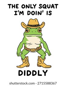 Diseño gráfico divertido del meme de la rana del vaquero para el regalo sarcástico del entrenamiento del gimnasio de las mujeres de los hombres.