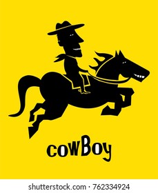 Funny cowboy and horse silhouette