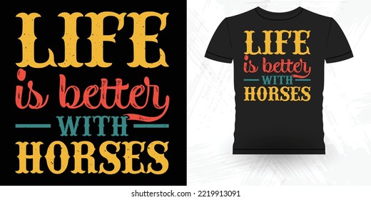 Funny Cowboy Riding Horse Retro Vintage Horse T-shirt Design