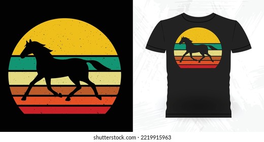 Funny Cowboy Riding Horse Retro Vintage Horse T-shirt Design