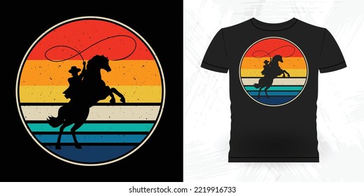 Funny Cowboy Riding Horse Retro Vintage Horse T-shirt Design
