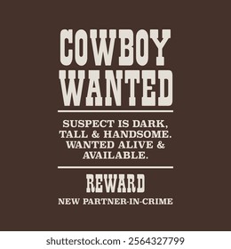 Funny Cowboy Wanted Poster Vector Graphic