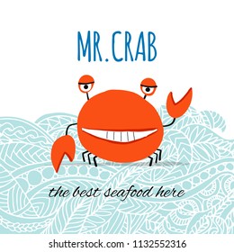 Funny crab, banner for your design