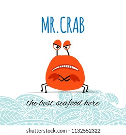 Funny crab, banner for your design