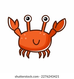 Funny crab. Illustration for children's book. Sticker. Cartoon character. Marine life.
