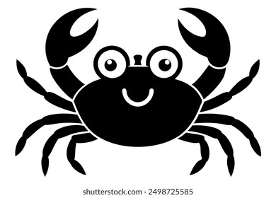 Funny Crab Vector Illustration with White Background Cartoons, Clipart, Line Art Design, Funny crab vector illustration, perfect for cartoons, clipart, and line art designs with a white background.
