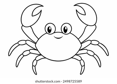 Funny Crab Vector Illustration with White Background Cartoons, Clipart, Line Art Design, Funny crab vector illustration, perfect for cartoons, clipart, and line art designs with a white background.