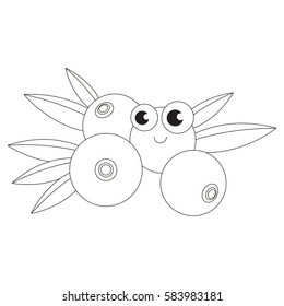 Funny cranberry cartoon. Outlined object with black stroke.