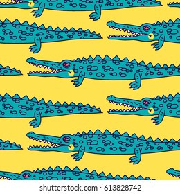 Funny crawling crocodile - vector.