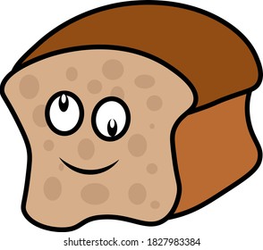 Funny crazy bread. Vector illustration on the theme of a food cartoon.