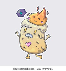 Funny crazy candle. Cartoon vector character. Trendy style. Vector illustration.