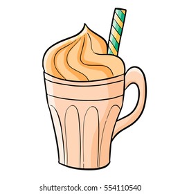 Funny creamy smoothie ready to drink - vector.