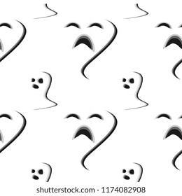 Funny and creative halloween ghost seamless pattern trendy vector illustration for children and kids fashion textile print.