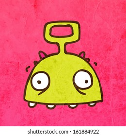 Funny Creature. Cute Hand Drawn Vector illustration, Vintage Paper Texture Background