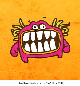 Funny Creature. Cute Hand Drawn Vector illustration, Vintage Paper Texture Background