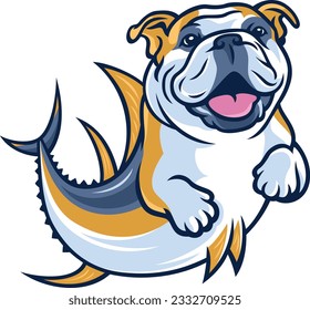 Funny Creature Half Bulldog Half Tuna Illustration