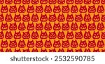 Funny creepy Halloween cat o lantern wallpaper. Seamless Halloween pattern with cats. Pattern with cat pumpkins with scary faces. Cat o lantern seamless pattern.