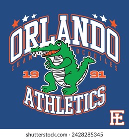 funny crocodile athletic college design