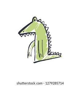 Funny crocodile baby nursery doodle sketch. Good for posters, cards, clothes and stationery