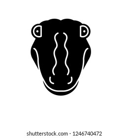 Funny crocodile black icon, vector sign on isolated background. Funny crocodile concept symbol, illustration 