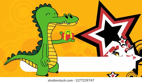 funny crocodile cartoon emotion background in vector format 