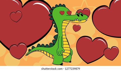 funny crocodile cartoon emotion background in vector format 