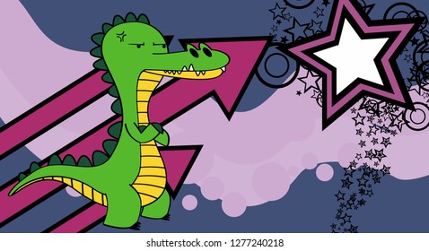 funny crocodile cartoon emotion background in vector format 