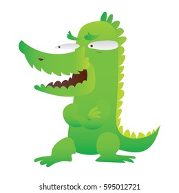 Funny crocodile in cartoon flat style. Flat illustration for your design.