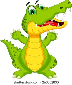 funny crocodile cartoon posing