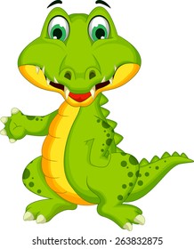 funny crocodile cartoon posing