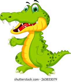 funny crocodile cartoon posing