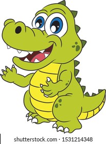 Funny Crocodile Character Cartoon. Vector Illustration.