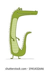 Funny Crocodile Character. Childish Style. Sketch for your design