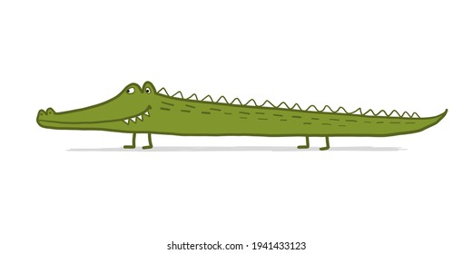 Funny Crocodile Character. Childish Style. Sketch for your design