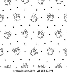 Funny crocodile character with happy face. Seamless pattern. Coloring Page. Cartoon kawaii alligator. Hand drawn style. Vector drawing. Design ornaments.