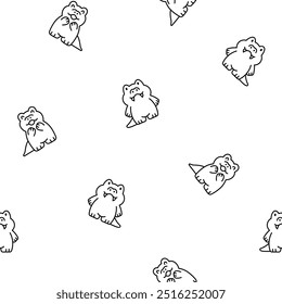 Funny crocodile character with happy face. Seamless pattern. Coloring Page. Cartoon kawaii alligator. Hand drawn style. Vector drawing. Design ornaments.