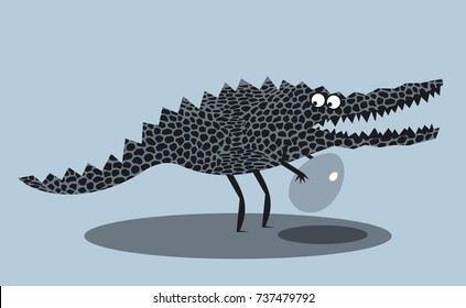 Funny crocodile with egg