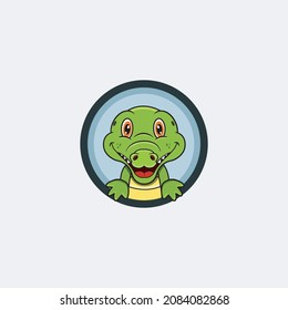 Funny Crocodile Head Character Design. Perfect For Logo, Label, Template and Icon. Vector and Illustration.