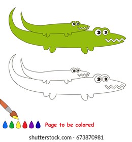 Funny Crocodile and Mother to be colored, the coloring book for preschool kids with easy educational gaming level.