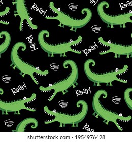 Funny Crocodile seamless pattern.
Good for textile print, warpping paper, wall paper and other gift design.