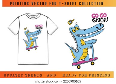 Gracioso vector de cocodrilo para la impresión de camisetas