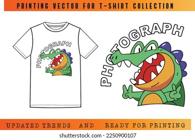 Funny crocodile vector for T-shirt printing