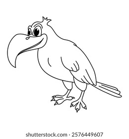 Funny crow cartoon characters vector illustration. For kids coloring book.