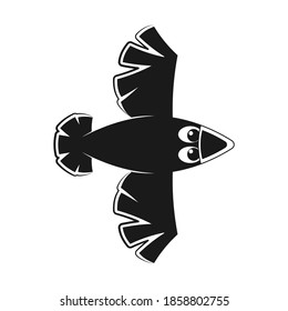 funny crow silhouette icon on a white isolated background. Vector image. eps