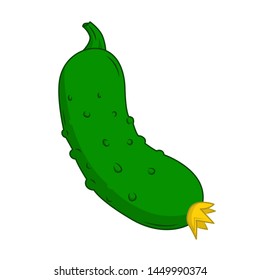 Funny Cucumber in a cartoon style. Concept Fruits and vegetables. Summer.