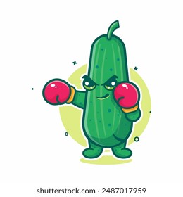 funny cucumber character mascot playing boxing sport isolated cartoon