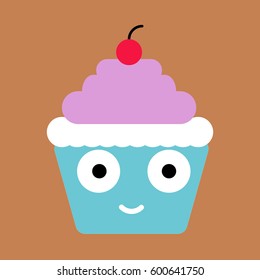 funny cupcake flat icon logo
