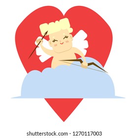 Funny cupid with bow and arrow 
vector illustration of a flat design