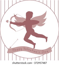 Funny cupid-hipster with the bow and arrows