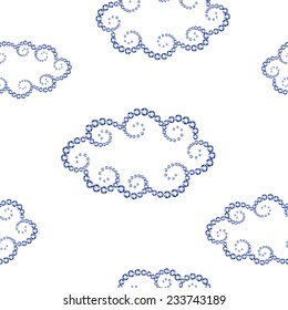 Funny curly cloud seamless background made of blue crystals